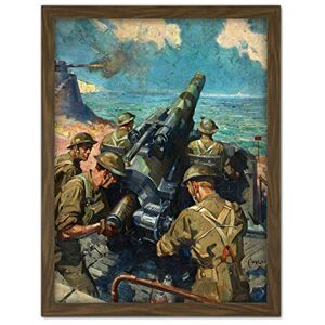 Fine Art Prints Cuneo War WWII UK Coastal Battery Scene Painting Artwork Framed Wall Art Print 18X24 Inch Fine Art Prints Cuneo War WWII UK Coastal Battery Scene Painting Artwork Framed Wall Art Print 18X24 Inch