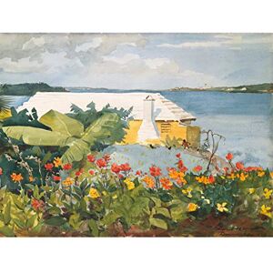 Artery8 Homer Flower Garden Bungalow Bermuda Painting Extra Large XL Wall Art Poster Print Artery8 Homer Flower Garden Bungalow Bermuda Painting Extra Large XL Wall Art Poster Print