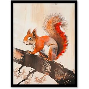 Artery8 Red Squirrel on Tree Branch Painting Drawing Living Room Artwork Framed Wall Art Print A4 Artery8 Red Squirrel on Tree Branch Painting Drawing Living Room Artwork Framed Wall Art Print A4