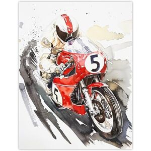 Artery8 Red Motorcycle Race Sport Event Watercolour Man Cave Extra Large XL Wall Art Poster Print Artery8 Red Motorcycle Race Sport Event Watercolour Man Cave Extra Large XL Wall Art Poster Print