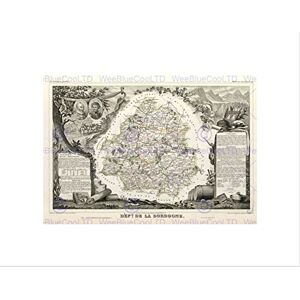 Wee Blue Coo MAP OLD FRANCE LEVASSEUR DORDOGNE DEPARTMENT BLACK FRAMED ART PRINT B12X3625 Wee Blue Coo MAP OLD FRANCE LEVASSEUR DORDOGNE DEPARTMENT BLACK FRAMED ART PRINT B12X3625