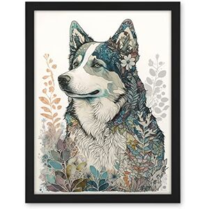 Artery8 Siberian Husky Dog Nature Spirit Animal Modern Multicoloured Illustration Artwork Framed Wall Art Print 18X24 Inch Artery8 Siberian Husky Dog Nature Spirit Animal Modern Multicoloured Illustration Artwork Framed Wall Art Print 18X24 Inch