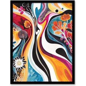 Artery8 Bright Colourful Psychedelic Floral Painting Living Room Artwork Framed Wall Art Print A4 Artery8 Bright Colourful Psychedelic Floral Painting Living Room Artwork Framed Wall Art Print A4