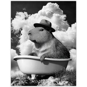 Artery8 Capybara with Hat in Bathtub Black White Surreal Bathroom Toilet Large Wall Art Poster Print Thick Paper 18X24 Inch Artery8 Capybara with Hat in Bathtub Black White Surreal Bathroom Toilet Large Wall Art Poster Print Thick Paper 18X24 Inch