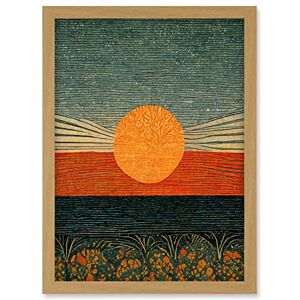 Doppelganger33 LTD William Morris Style Sunrise Over Sea Abstract Artwork Framed A3 Wall Art Print Doppelganger33 LTD William Morris Style Sunrise Over Sea Abstract Artwork Framed A3 Wall Art Print
