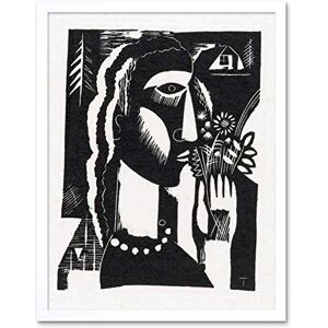 Artery8 Van Doorn Woman Flowers In Hand Abstract Portrait Art Print Framed Poster Wall Decor 12x16 inch Artery8 Van Doorn Woman Flowers In Hand Abstract Portrait Art Print Framed Poster Wall Decor 12x16 inch