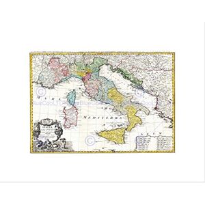 Wee Blue Coo Map Antique Homann Heirs Italy Mediterranean Sea Wall Art Print Wee Blue Coo Map Antique Homann Heirs Italy Mediterranean Sea Wall Art Print
