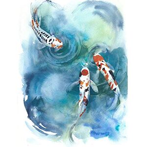 Wee Blue Coo Japanese Koi Fish Near Surface Art Print Poster Wall Decor Wee Blue Coo Japanese Koi Fish Near Surface Art Print Poster Wall Decor