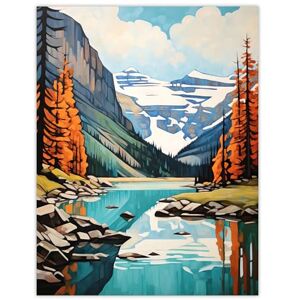 Artery8 Lake Louise Oil Painting Canada Banff National Park In Autumn Extra Large XL Wall Art Poster Print Artery8 Lake Louise Oil Painting Canada Banff National Park In Autumn Extra Large XL Wall Art Poster Print