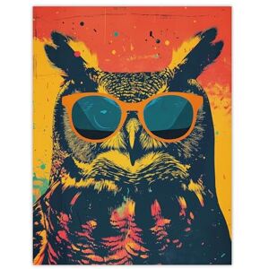 Artery8 Cool Owl Sunglasses Funky Bird Fun Portrait For Living Room Extra Large XL Wall Art Poster Print Artery8 Cool Owl Sunglasses Funky Bird Fun Portrait For Living Room Extra Large XL Wall Art Poster Print