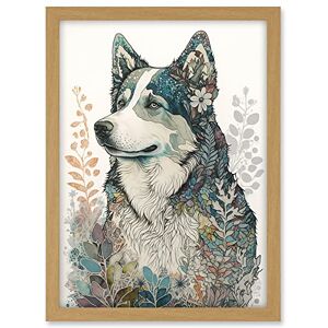 Artery8 Siberian Husky Dog Nature Spirit Animal Modern Multicoloured Illustration Artwork Framed A3 Wall Art Print Artery8 Siberian Husky Dog Nature Spirit Animal Modern Multicoloured Illustration Artwork Framed A3 Wall Art Print