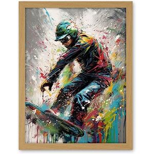 Artery8 Snowboarding Extreme Sport Athlete Paint Splat Artwork Framed Wall Art Print 18X24 Inch Artery8 Snowboarding Extreme Sport Athlete Paint Splat Artwork Framed Wall Art Print 18X24 Inch