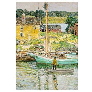 Wee Blue Coo Painting Hassam American Oyster Sloop Cos Cob Wall Art Print Wee Blue Coo Painting Hassam American Oyster Sloop Cos Cob Wall Art Print