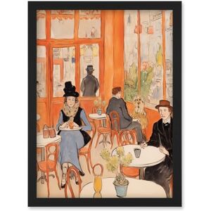 Artery8 A Bustling Parisian Cafe in the Style of Toulouse Lautrec Paris French Orange Artwork Framed Wall Art Print A4 Artery8 A Bustling Parisian Cafe in the Style of Toulouse Lautrec Paris French Orange Artwork Framed Wall Art Print A4