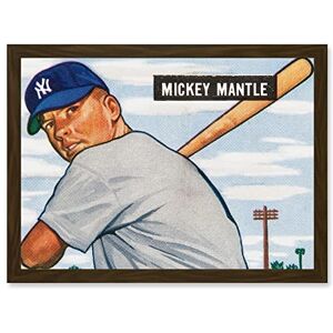 Artery8 Bowman Mickey Mantle Baseball Card NYC USA Portrait Artwork Framed Wall Art Print A4 Artery8 Bowman Mickey Mantle Baseball Card NYC USA Portrait Artwork Framed Wall Art Print A4