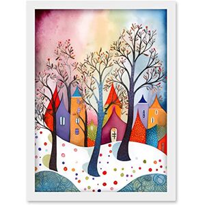 Artery8 - Winter Whimsy Forest Village - Framed Wall Art Artery8 - Winter Whimsy Forest Village - Framed Wall Art