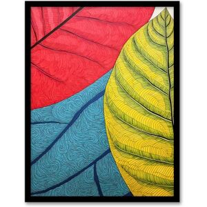 Artery8 Close Up Leaves Gond Painting Style Artwork Red Blue Green Line Drawing Stylised Patterns Artwork Framed Wall Art Print 18X24 Inch Artery8 Close Up Leaves Gond Painting Style Artwork Red Blue Green Line Drawing Stylised Patterns Artwork Framed Wall Art Print 18X24 Inch