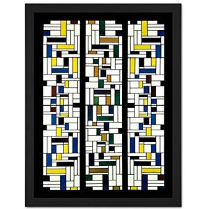 Wee Blue Coo Van Doesburg Stained Glass Composition IV Artwork Framed Wall Art Print 18X24 Inch Wee Blue Coo Van Doesburg Stained Glass Composition IV Artwork Framed Wall Art Print 18X24 Inch
