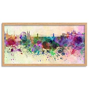 Wee Blue Coo Budapest Skyline Hungary Paint Splash Cityscape Long Panel Framed Wall Art Print Wee Blue Coo Budapest Skyline Hungary Paint Splash Cityscape Long Panel Framed Wall Art Print