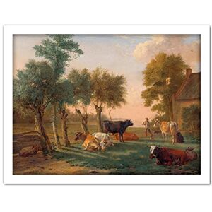 Artery8 Paul Gabriel Cows In A Meadow Near A Farm Painting Artwork Framed Wall Art Print 18X24 Inch Artery8 Paul Gabriel Cows In A Meadow Near A Farm Painting Artwork Framed Wall Art Print 18X24 Inch
