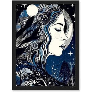 Artery8 New Moon Goddess Winter Moonlit Witchy Forest Starry Night Mother Nature Boho Patterns Artwork Framed A3 Wall Art Print Artery8 New Moon Goddess Winter Moonlit Witchy Forest Starry Night Mother Nature Boho Patterns Artwork Framed A3 Wall Art Print