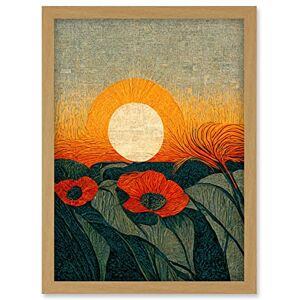 Doppelganger33 LTD Abstract Sunrise Over Poppy Meadow William Morris Style Artwork Framed Wall Art Print A4 Doppelganger33 LTD Abstract Sunrise Over Poppy Meadow William Morris Style Artwork Framed Wall Art Print A4