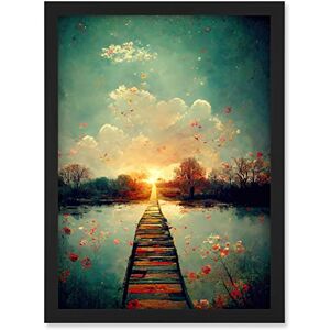 Doppelganger33 LTD Path Into The Light Calm Landscape Oil Painting Artwork Framed A3 Wall Art Print Doppelganger33 LTD Path Into The Light Calm Landscape Oil Painting Artwork Framed A3 Wall Art Print