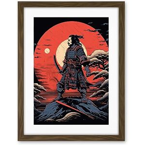 Artery8 Samurai Master on Forest Hill Sunrise Landscape Rockabilly Americana 50s Artwork Framed Wall Art Print 18X24 Inch Artery8 Samurai Master on Forest Hill Sunrise Landscape Rockabilly Americana 50s Artwork Framed Wall Art Print 18X24 Inch