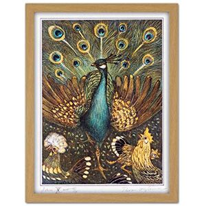 Artery8 Hoytema Peacock Chickens Birds Drawing Artwork Framed Wall Art Print 18X24 Inch Artery8 Hoytema Peacock Chickens Birds Drawing Artwork Framed Wall Art Print 18X24 Inch