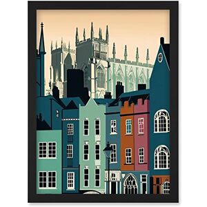 Artery8 York Minster and Shambles Street Cityscape Artwork Framed Wall Art Print A4 Artery8 York Minster and Shambles Street Cityscape Artwork Framed Wall Art Print A4