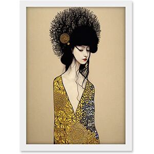 Wee Blue Coo Golden Geisha Girl Abstract Elegant Painting Artwork Framed A3 Wall Art Print Wee Blue Coo Golden Geisha Girl Abstract Elegant Painting Artwork Framed A3 Wall Art Print