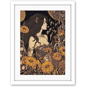 Artery8 Woman in Flower Field Midsummer Night Illustration Artwork Framed Wall Art Print 18X24 Inch Artery8 Woman in Flower Field Midsummer Night Illustration Artwork Framed Wall Art Print 18X24 Inch