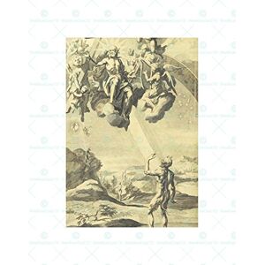 Wee Blue Coo Painting Milton 1695 God Devil Angels Wall Art Print Wee Blue Coo Painting Milton 1695 God Devil Angels Wall Art Print