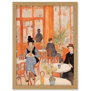 Artery8 A Bustling Parisian Cafe in the Style of Toulouse Lautrec Paris French Orange Artwork Framed A3 Wall Art Print Artery8 A Bustling Parisian Cafe in the Style of Toulouse Lautrec Paris French Orange Artwork Framed A3 Wall Art Print