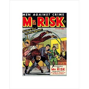 Wee Blue Coo Comic Super Hero Cover Mr Risk 007 Vintage Retro Wall Wall Art Print Wee Blue Coo Comic Super Hero Cover Mr Risk 007 Vintage Retro Wall Wall Art Print