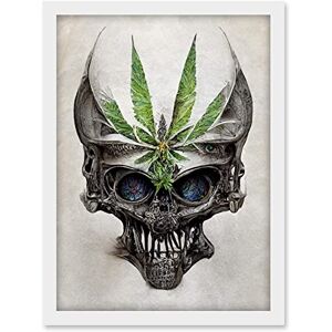 Doppelganger33 LTD Alien Skull With Marijuana Leaf Colour Pencil Illustration Artwork Framed A3 Wall Art Print Doppelganger33 LTD Alien Skull With Marijuana Leaf Colour Pencil Illustration Artwork Framed A3 Wall Art Print