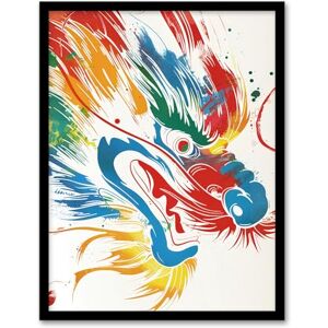 Artery8 Colourful Chinese Dragon Head Bright Painting For Living Room Artwork Framed Wall Art Print A4 Artery8 Colourful Chinese Dragon Head Bright Painting For Living Room Artwork Framed Wall Art Print A4