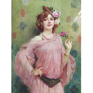 Fine Art Prints Hippolyte-Lucas Kunstdruck, Motiv: Schöne in rosa Frau Fine Art Prints Hippolyte-Lucas Kunstdruck, Motiv: Schöne in rosa Frau