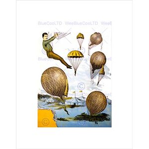 Wee Blue Coo Paintings Drawing Hot Air Balloon Flight Strange Wall Art Print Wee Blue Coo Paintings Drawing Hot Air Balloon Flight Strange Wall Art Print