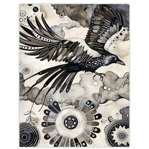 Artery8 Flying Black Raven Painting Magic Mandala Dark Living Room Extra Large XL Wall Art Poster Print Artery8 Flying Black Raven Painting Magic Mandala Dark Living Room Extra Large XL Wall Art Poster Print