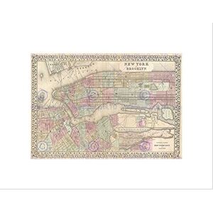 Wee Blue Coo Map Illustrated Antique Mitchell New York Wall Art Print Wee Blue Coo Map Illustrated Antique Mitchell New York Wall Art Print