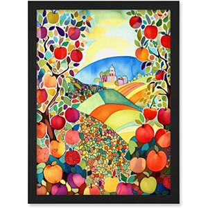 Artery8 Apple Tree Orchard Fields In Summer Folk Art Landscape Watercolour Painting Artwork Framed A3 Wall Art Print Artery8 Apple Tree Orchard Fields In Summer Folk Art Landscape Watercolour Painting Artwork Framed A3 Wall Art Print