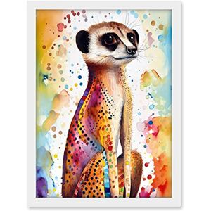 Artery8 Meerkat With Multicolour Pattern Fur Folk Art Watercolour Painting Artwork Framed A3 Wall Art Print Artery8 Meerkat With Multicolour Pattern Fur Folk Art Watercolour Painting Artwork Framed A3 Wall Art Print