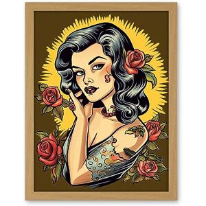 Artery8 Retro Tattoo Ink Body Art Pin Up Girl Roses Sun Rockabilly Americana 50s Artwork Framed Wall Art Print 18X24 Inch Artery8 Retro Tattoo Ink Body Art Pin Up Girl Roses Sun Rockabilly Americana 50s Artwork Framed Wall Art Print 18X24 Inch