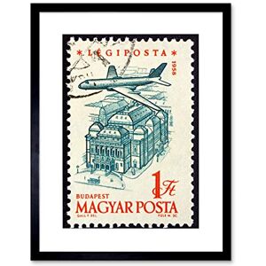 Wee Blue Coo Postage Stamp Hungary Vintage Plane Budapest Photo Framed Wall Art Print Wee Blue Coo Postage Stamp Hungary Vintage Plane Budapest Photo Framed Wall Art Print