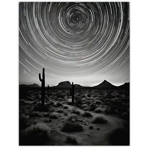 Artery8 The Milky Way Time Lapse Star Trails Stars Tracing Their Journey Across Black White Cactus Large Wall Art Poster Print Thick Paper 18X24 Inch Artery8 The Milky Way Time Lapse Star Trails Stars Tracing Their Journey Across Black White Cactus Large Wall Art Poster Print Thick Paper 18X24 Inch