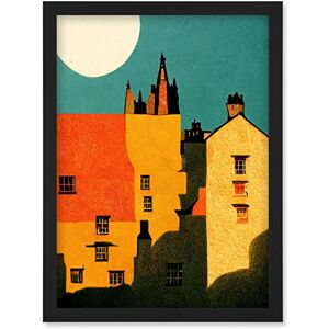 Wee Blue Coo Paper Cut Dean Village Edinburgh in Vibrant Reds and Yellows Artwork Framed Wall Art Print A4 Wee Blue Coo Paper Cut Dean Village Edinburgh in Vibrant Reds and Yellows Artwork Framed Wall Art Print A4