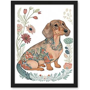 Artery8 Dachshund Shorthaired Dog with Ornate Floral Patterns Colourful Colour Pencil Illustration Artwork Framed Wall Art Print 18X24 Inch Artery8 Dachshund Shorthaired Dog with Ornate Floral Patterns Colourful Colour Pencil Illustration Artwork Framed Wall Art Print 18X24 Inch