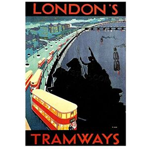 Wee Blue Coo Travel Tram Thames London Boudicca Statue City Street UK Wall Art Print Wee Blue Coo Travel Tram Thames London Boudicca Statue City Street UK Wall Art Print