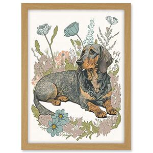 Artery8 Dachshund Dog Lying in Flower Field Pastel Watercolour Illustration Artwork Framed A3 Wall Art Print Artery8 Dachshund Dog Lying in Flower Field Pastel Watercolour Illustration Artwork Framed A3 Wall Art Print